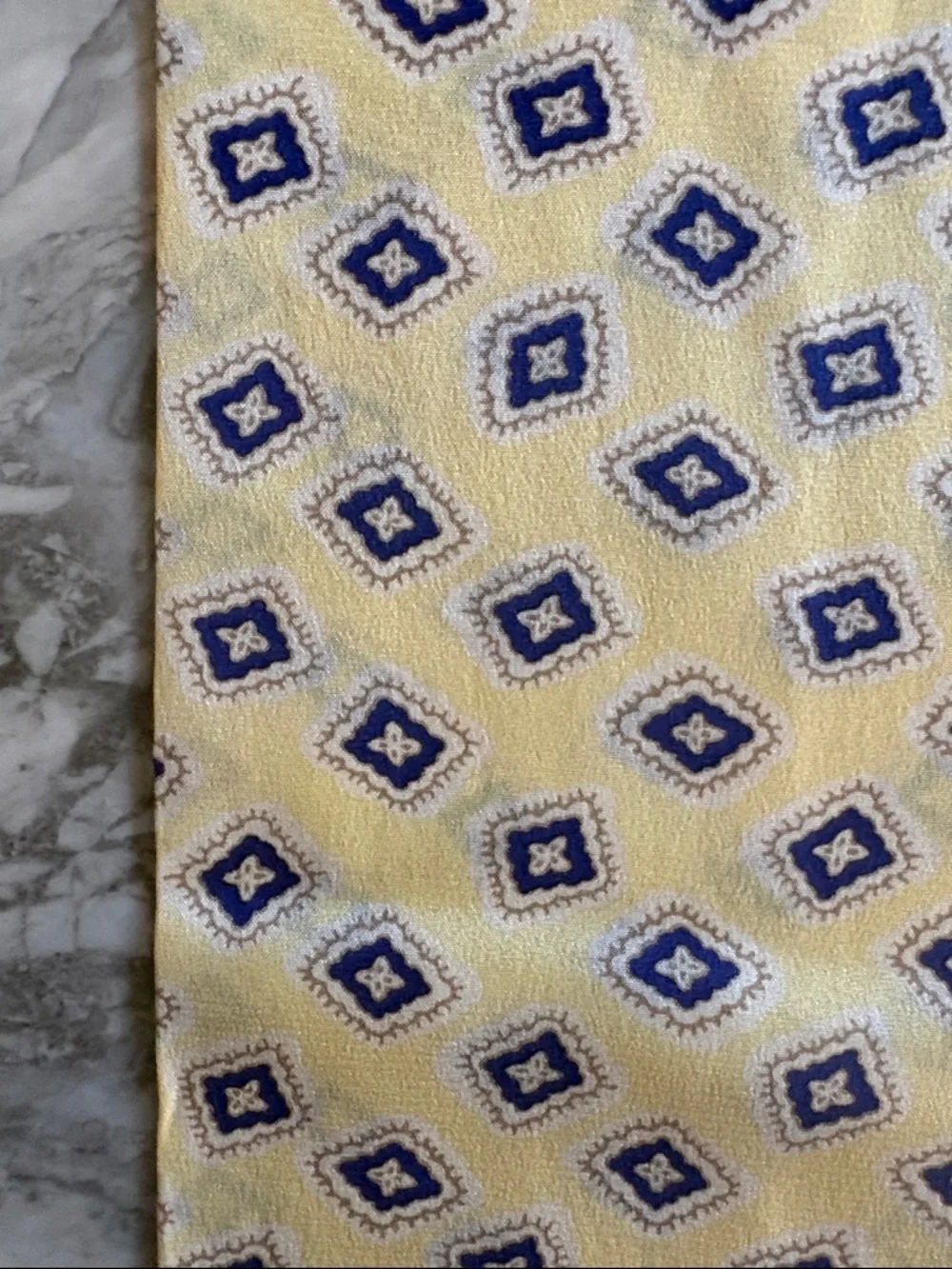 Vintage Polo Ralph Lauren Silk Printed Scarf in Yellow and Navy